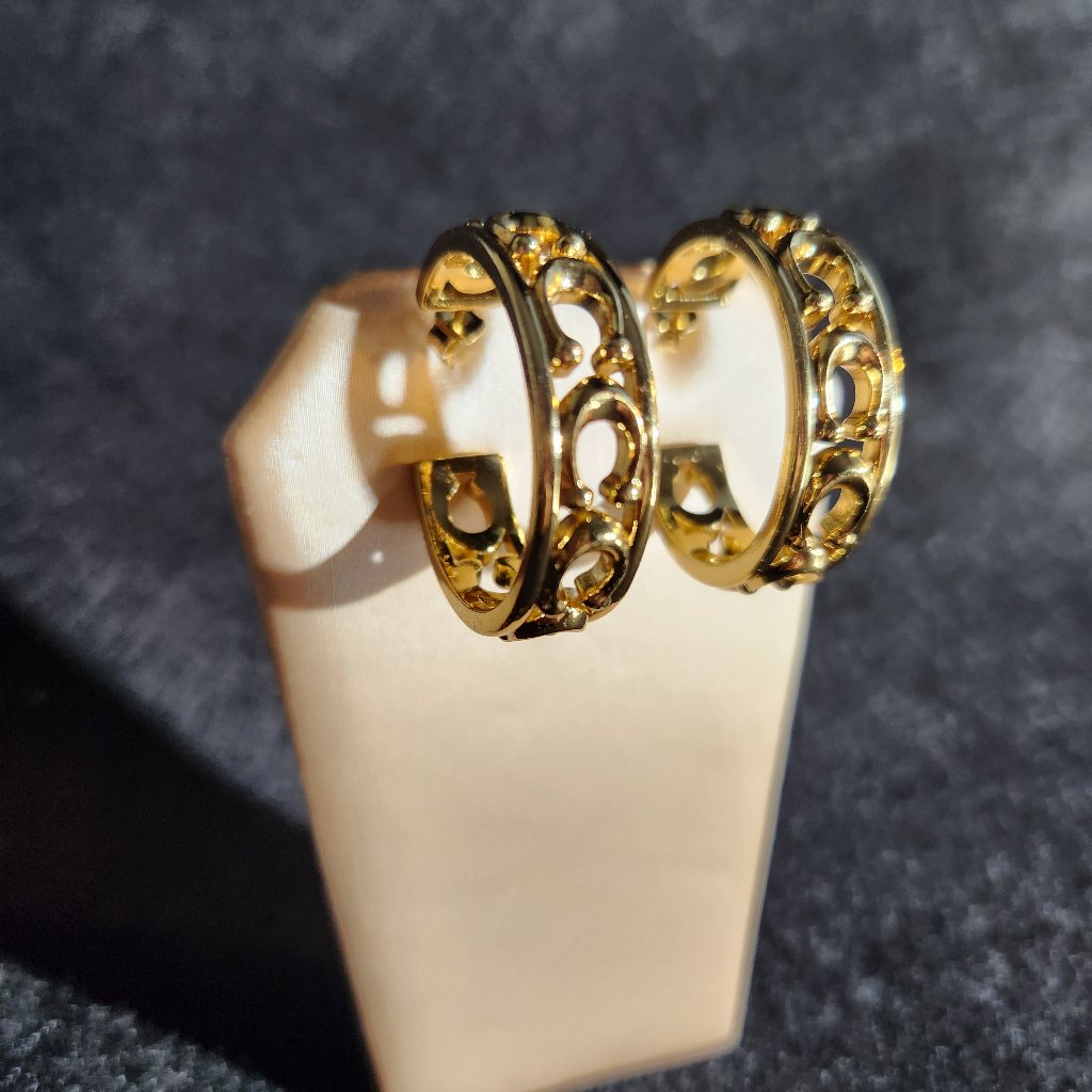 Coach Gold Openwork Hoop Earrings